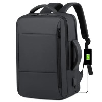 Laganv Luggage Black USB Charger Backpack - Travel Smart with Built-In Charging, Durable Design, and Ample Storage