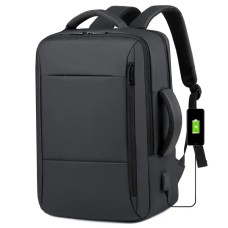 Laganv Luggage Black USB Charger Backpack - Travel Smart with Built-In Charging, Durable Design, and Ample Storage